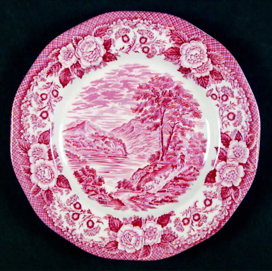 Lochs of Scotland Red Salad Plate by Royal Warwick-1