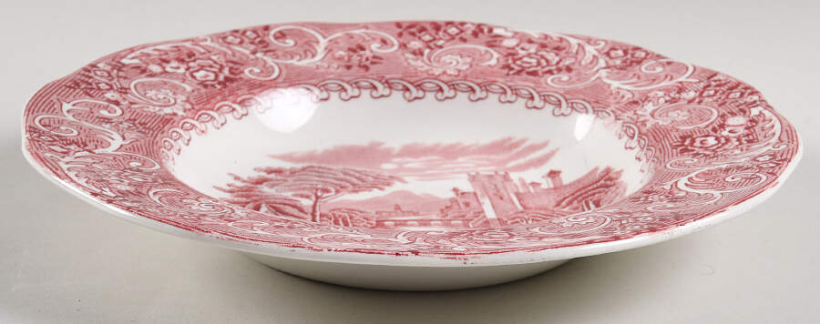 River Scene Red Rim Soup Bowl by Wedgwood-1