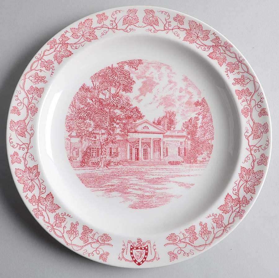 Monticello Pink (Grapevine Rim) Dinner Plate by Wedgwood-1