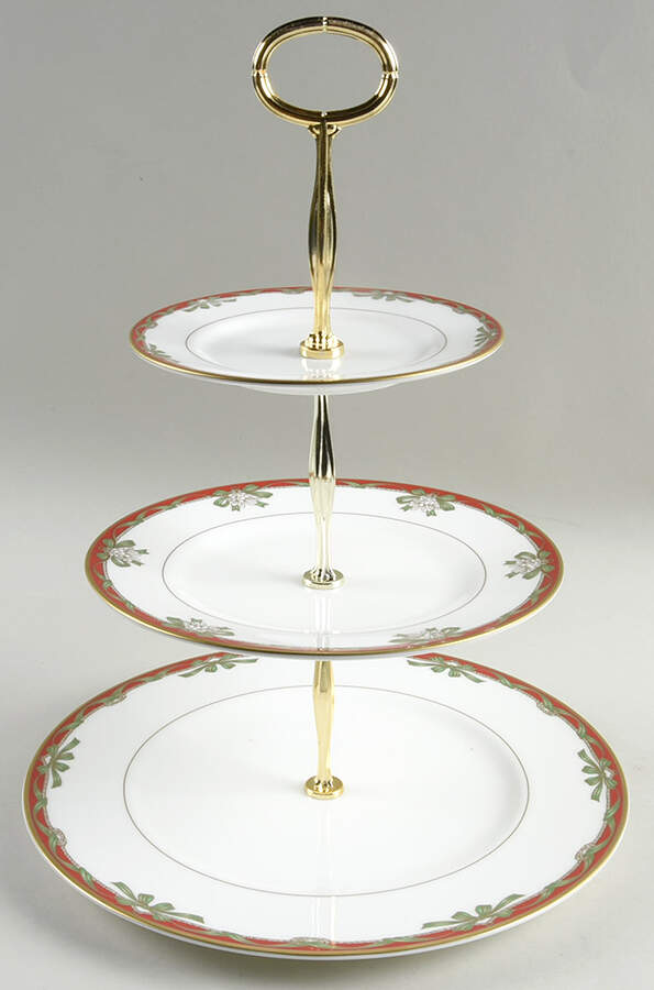 Holiday Ribbons 13 7/8"-14 1/4" 3-Tiered Serving Tray(DP,SP,BB) HC by Waterford China-1