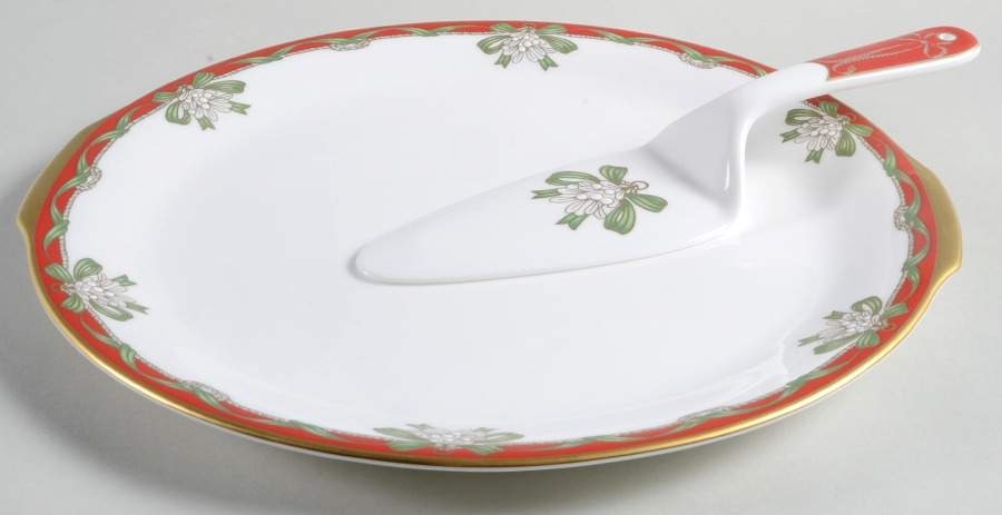 Holiday Ribbons Cake Plate & Server w/No Box by Waterford China-1