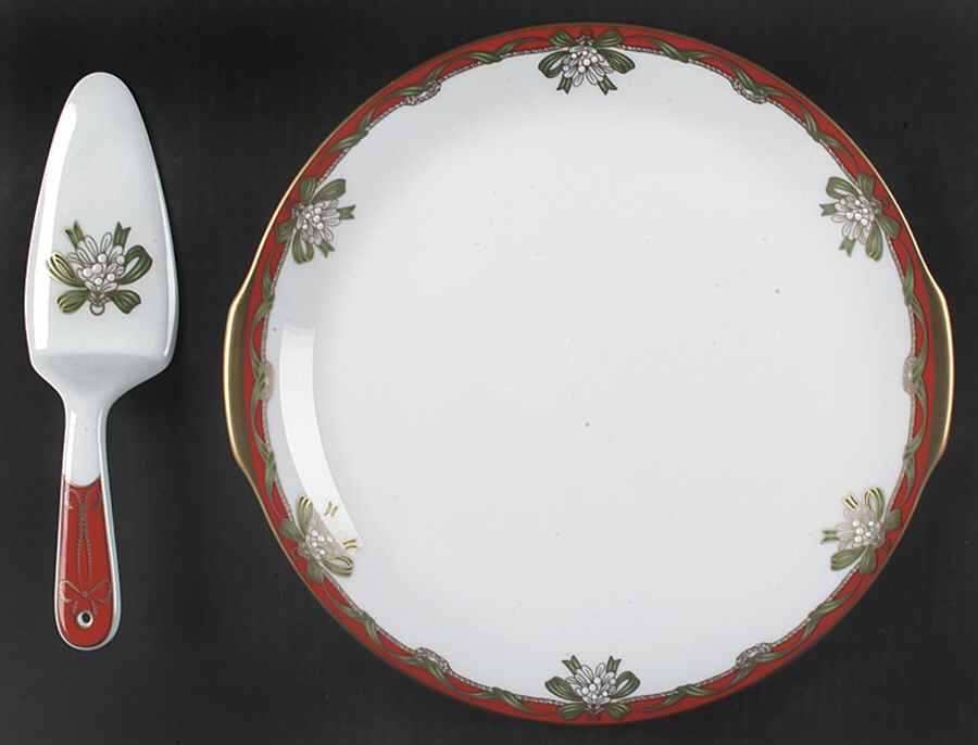 Holiday Ribbons Cake Plate and Server (Boxed Set) by Waterford China-1