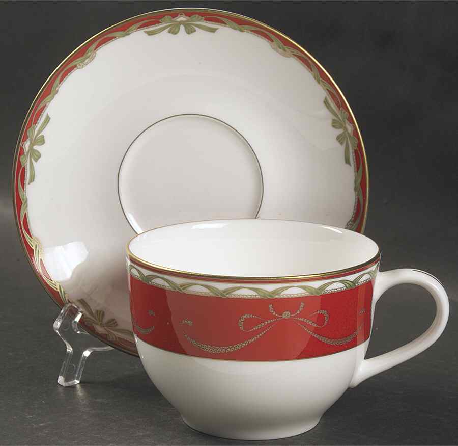Holiday Ribbons Cappuccino Cup & Saucer Set by Waterford China-1