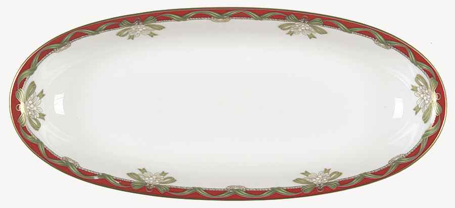 Holiday Ribbons 10" Oval Tray by Waterford China-1