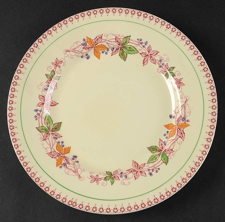 Doris (Red Border, Smooth Rim) Luncheon Plate by Wood & Sons-1