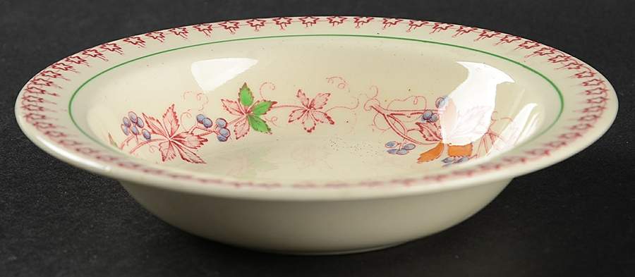 Doris (Red Border, Smooth Rim) Fruit/Dessert (Sauce) Bowl by Wood & Sons-1
