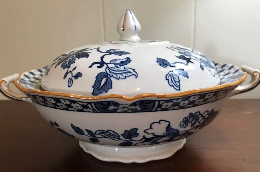 Stanley Blue Round Covered Vegetable by Wood & Sons-1