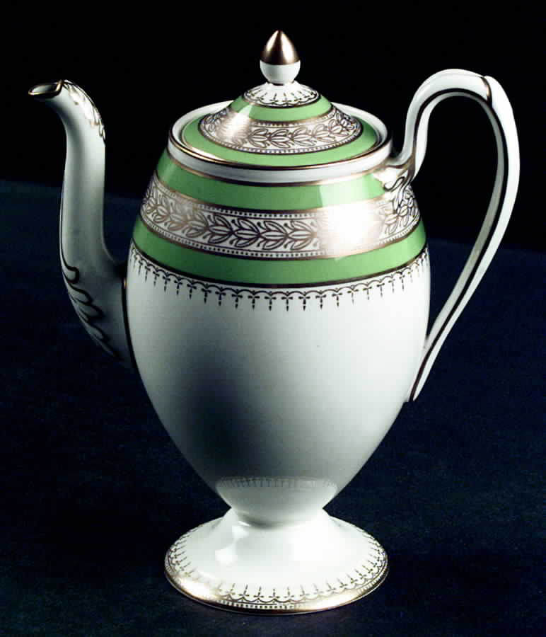 Vine Green (Green and Gold Laurel Bands) Mini Coffee Pot & Lid by Wedgwood-1