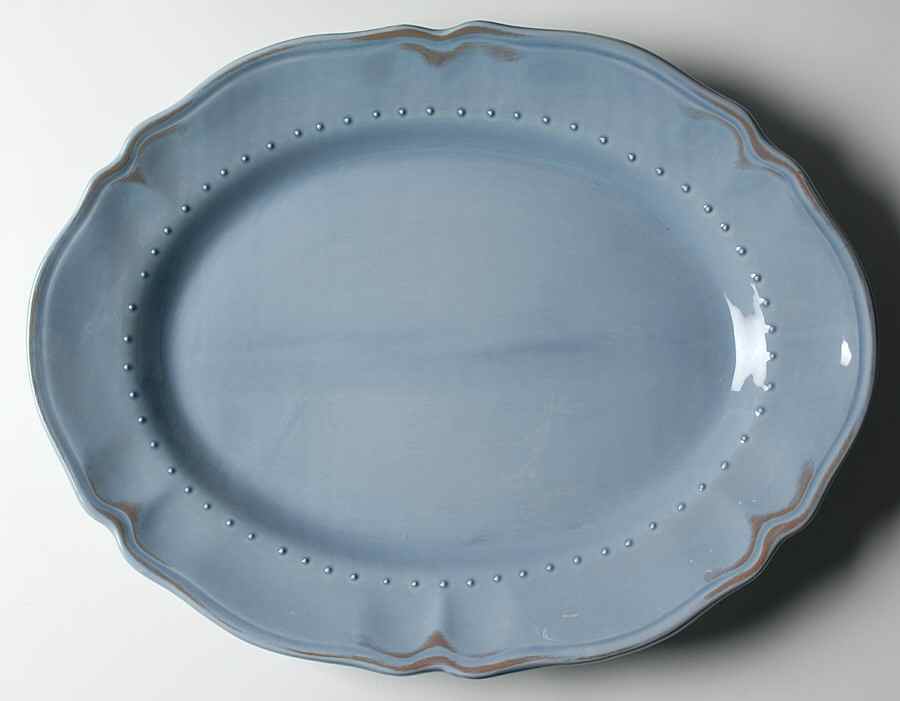 Tuscany Blue Bell 17" Oval Serving Platter by Waverly-1