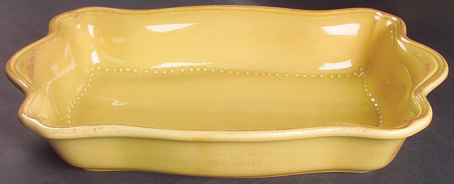Tuscany Butter Cream Mustard 14" Rectangular Baker by Waverly-1