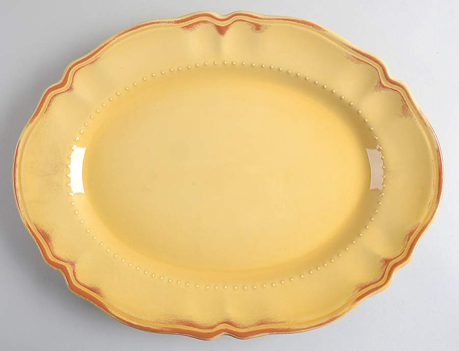 Tuscany Butter Cream Mustard 17" Oval Serving Platter by Waverly-1