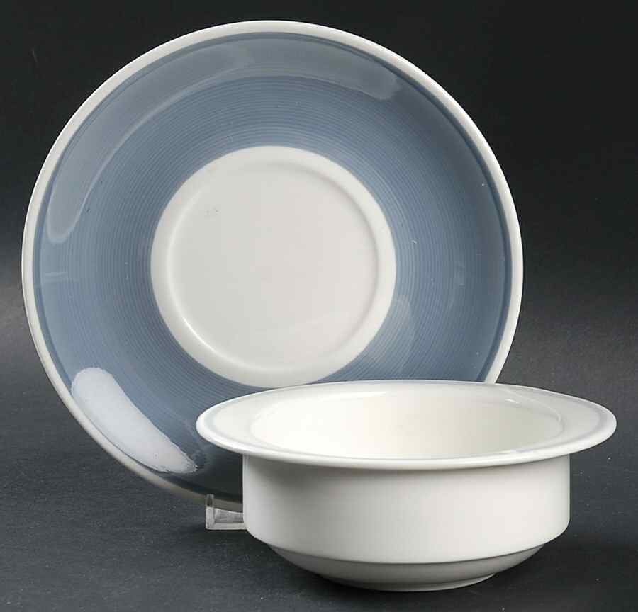 Glen Mist (Wedgwood & Susie Cooper Stamp) Flat Cream Soup Bowl & Saucer Set by Wedgwood-1