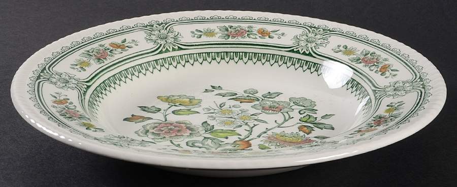 Dorset Green Multicolor (Smooth) Large Rim Soup Bowl by Wood & Sons-1