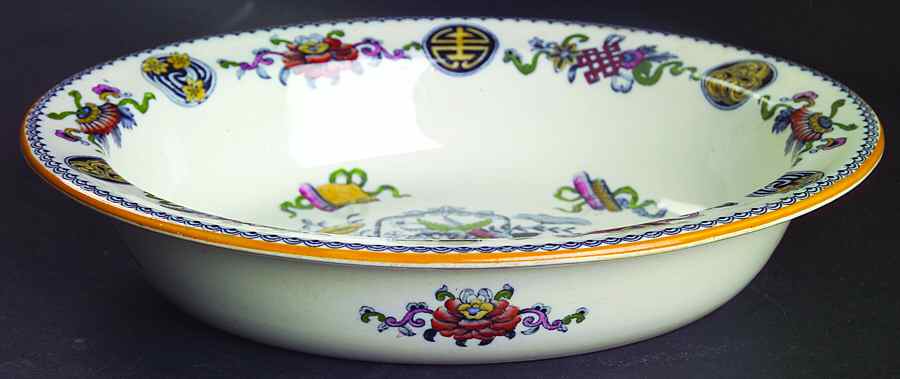 Basket Blue Multicolor 9" Oval Vegetable Bowl by Wedgwood-1
