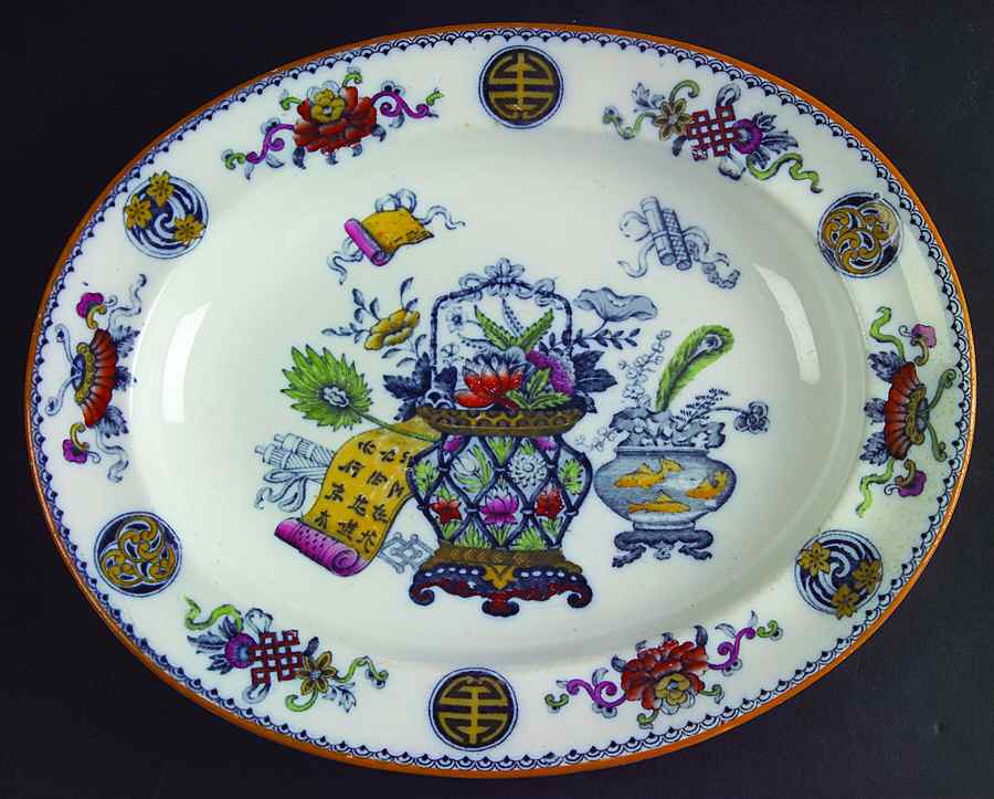 Basket Blue Multicolor 10" Oval Serving Platter by Wedgwood-1