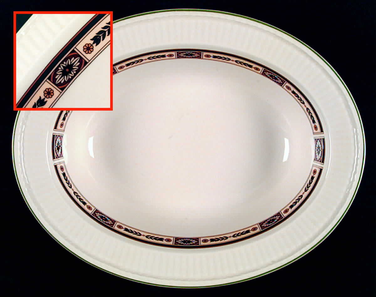 Carlton (Green Trim) 10" Oval Vegetable Bowl by Wedgwood-1