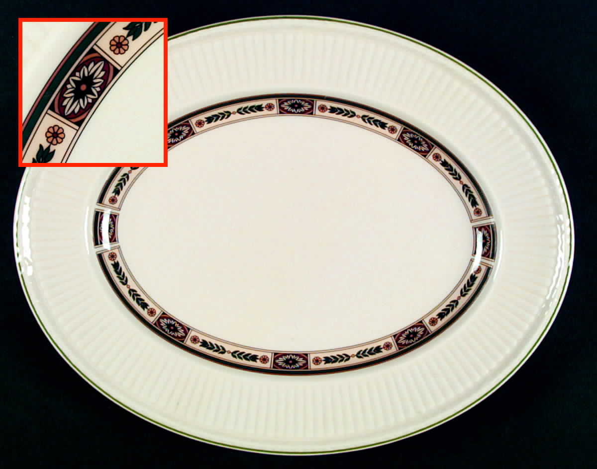 Carlton (Green Trim) 11" Oval Serving Platter by Wedgwood-1