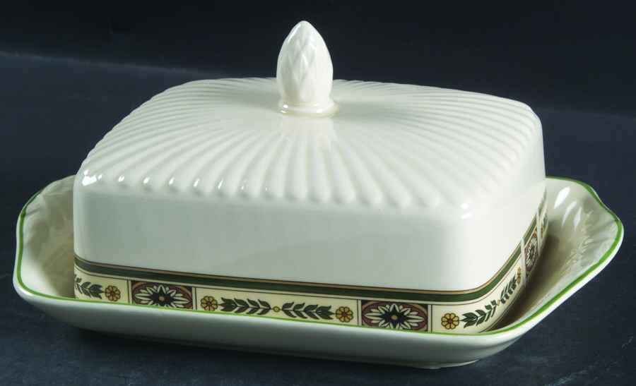 Carlton (Green Trim) Rectangular Covered Butter by Wedgwood-1