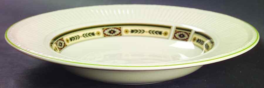Carlton (Green Trim) Large Rim Soup Bowl by Wedgwood-1