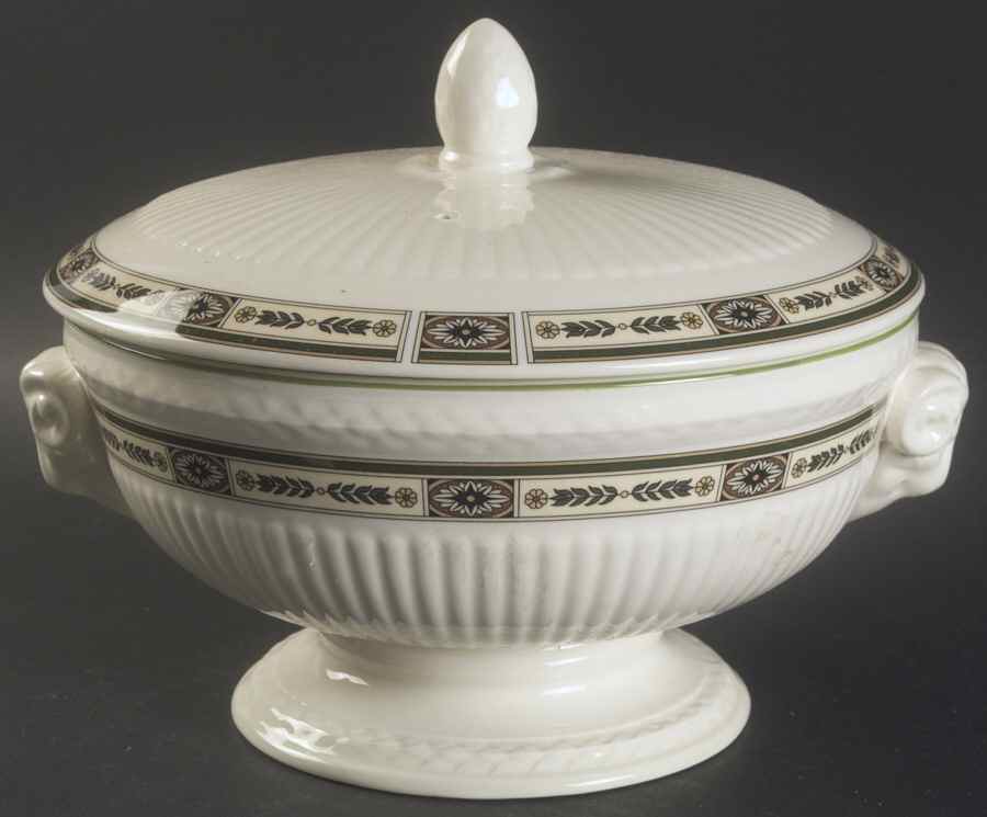 Carlton (Green Trim) Round Covered Vegetable by Wedgwood-1