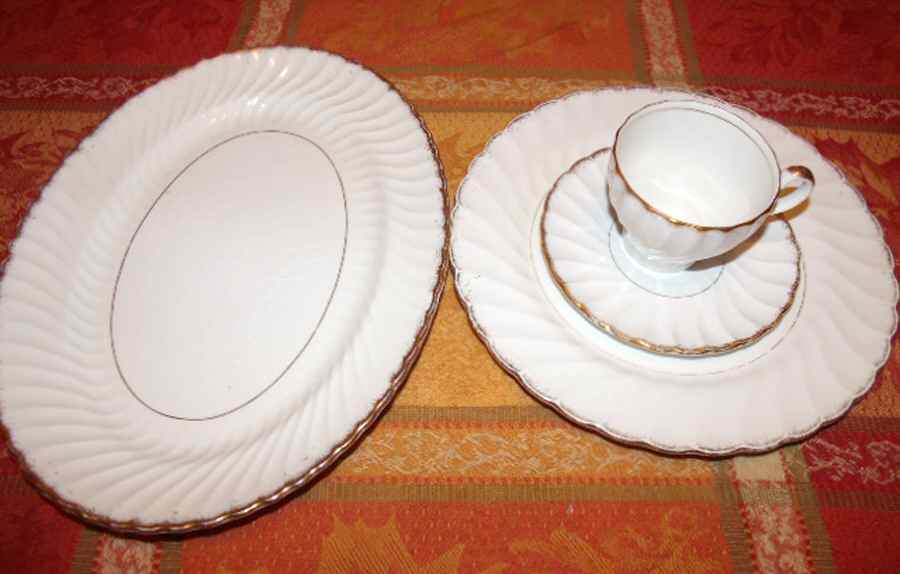 Stafford Gold Footed Cup & Saucer Set by Wood & Sons-1
