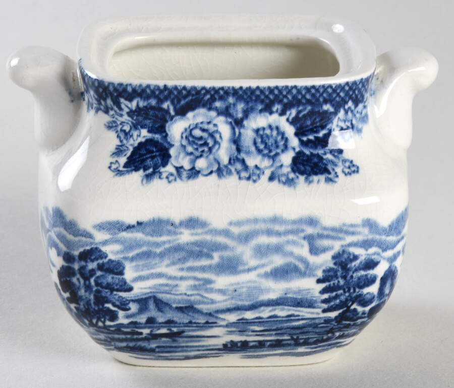 Lochs of Scotland Blue Sugar Bowl No Lid by Wedgwood-1