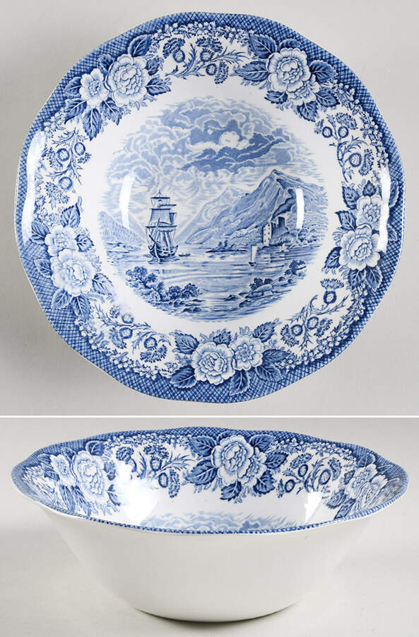 Lochs of Scotland Blue 8" Round Vegetable Bowl by Wedgwood-1