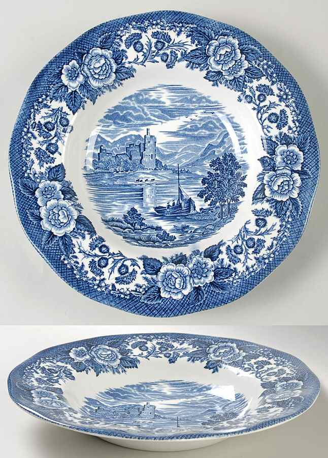 Lochs of Scotland Blue Large Rim Soup Bowl by Wedgwood-1
