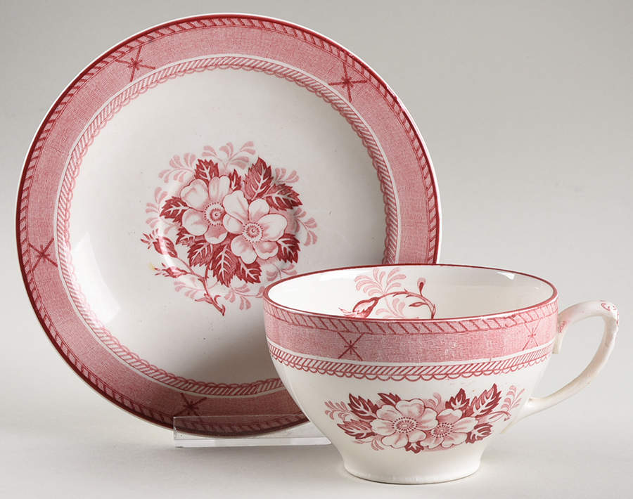 Stirling Pink Flat Cup & Saucer Set by Wood & Sons-1