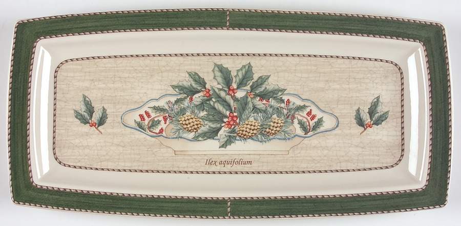 Sarah's Garden Christmas Green Rectangular Dish by Wedgwood-1