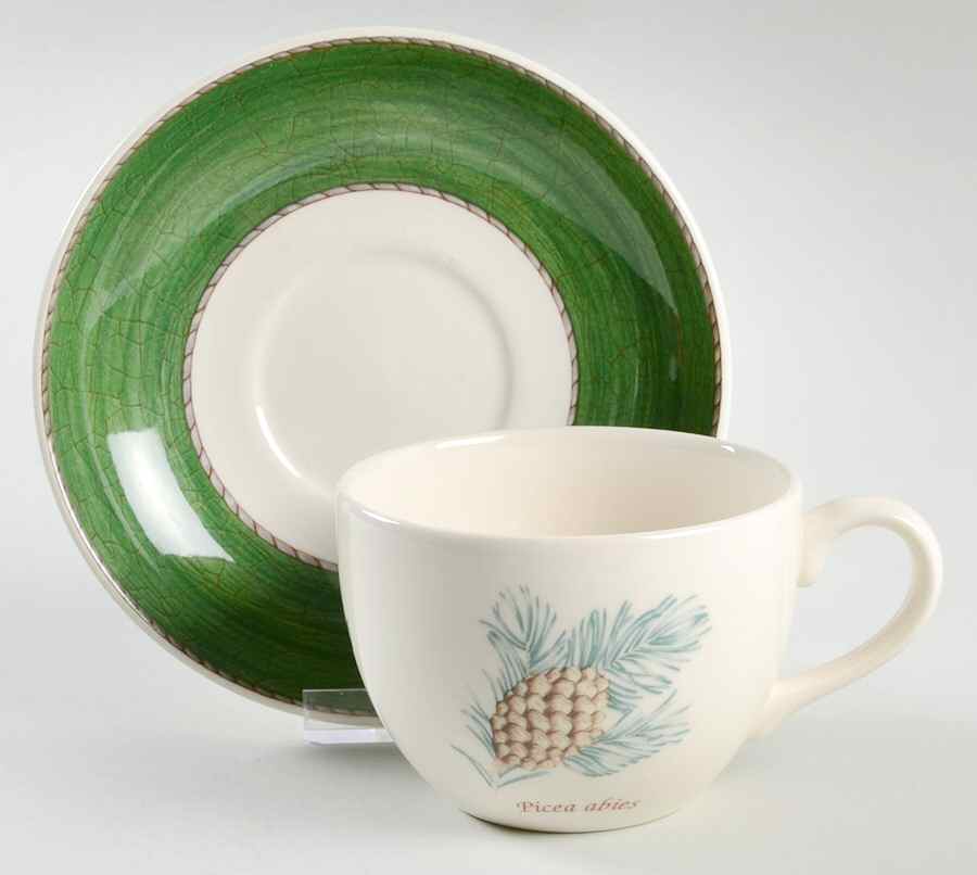 Sarah's Garden Christmas Green Flat Cup & Saucer Set by Wedgwood-1