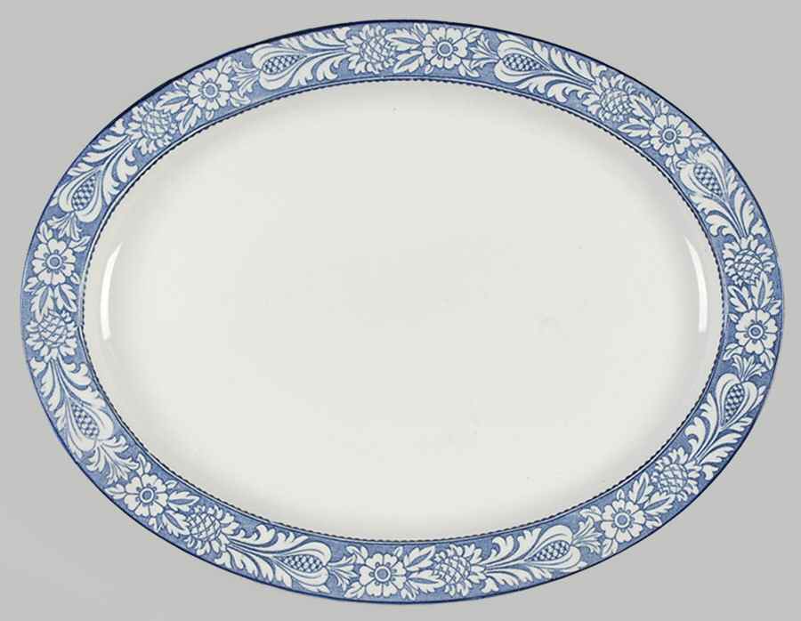 Wincanton Blue (No Center Design) 14" Oval Serving Platter by Wood & Sons-1