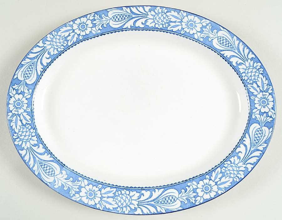 Wincanton Blue (No Center Design) 11" Oval Serving Platter by Wood & Sons-1