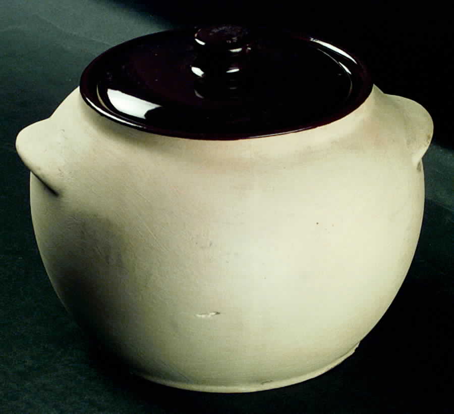 Bisque Bean Pot & Lid by Watt Pottery-1
