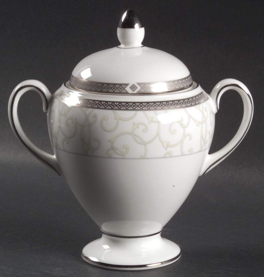 Celestial Platinum Globe Shape Sugar Bowl & Lid by Wedgwood-1