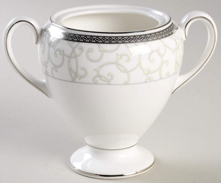 Celestial Platinum Globe Shape Sugar Bowl No Lid by Wedgwood-1