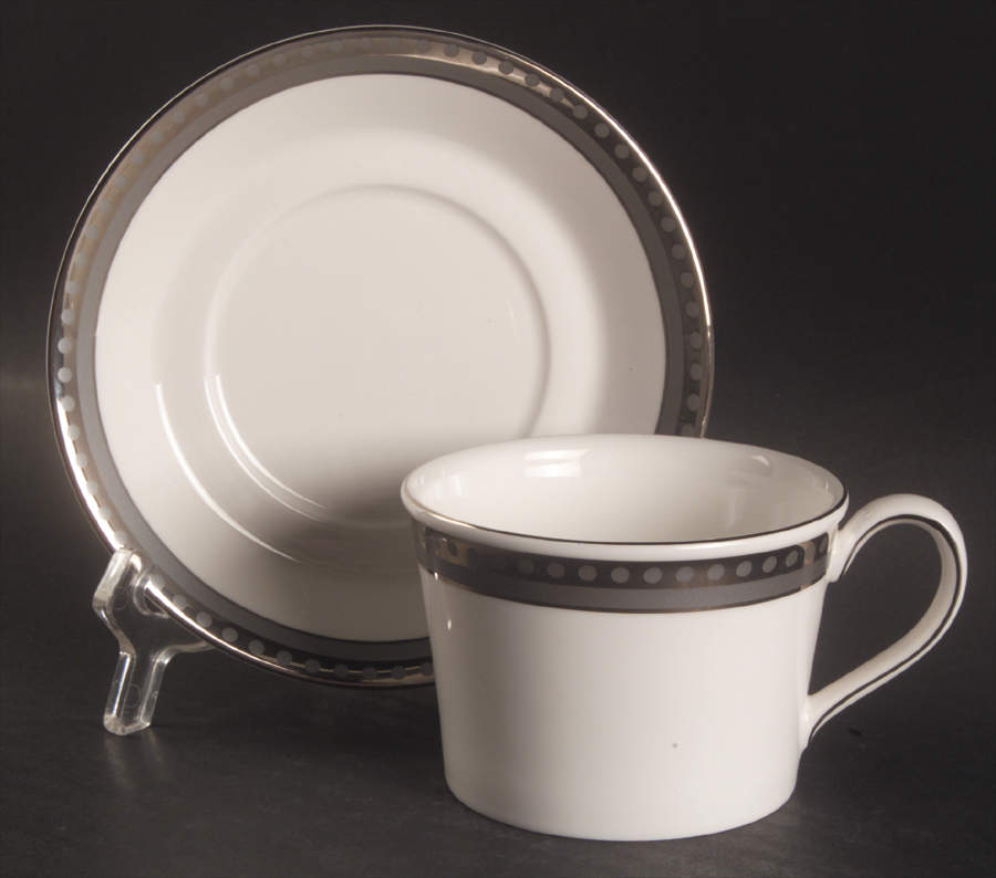 Unity Platinum Flat Cup & Saucer Set by Wedgwood-1