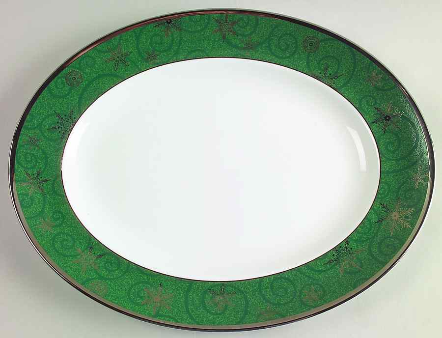 Sterling Holidays Green 14" Oval Serving Platter by Wedgwood-1