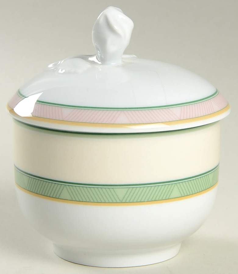 English Cottage Peppermint Sugar Bowl & Lid by Wedgwood-1