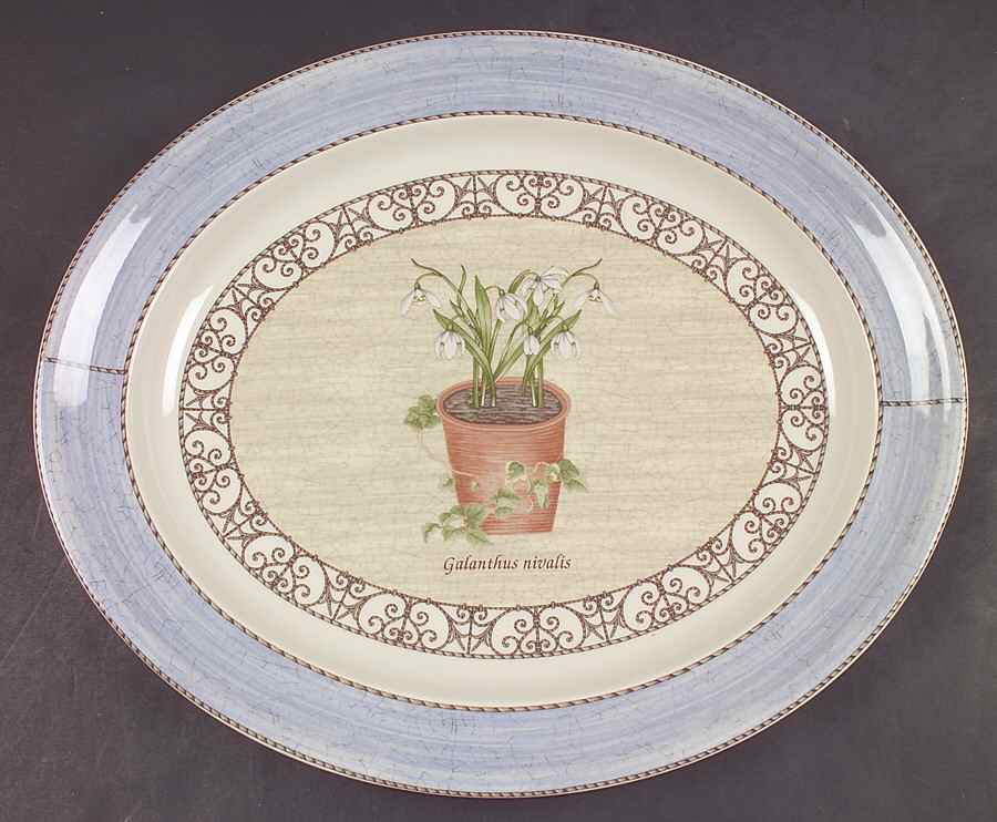 Sarah's Garden Snowdrop 16" Oval Serving Platter by Wedgwood-1