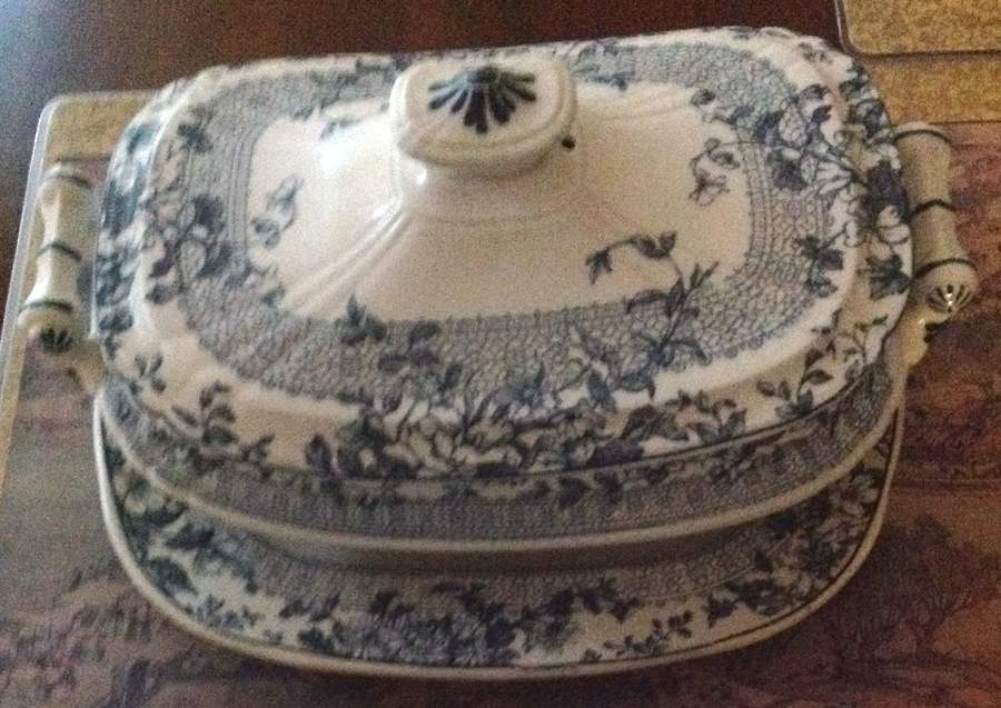 Lace Blue Tureen & Lid w/Underplate by Wedgwood-1