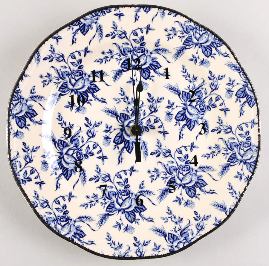 Colonial Rose Blue 1-2" depth  Clock Plate HC by Wood & Sons-1