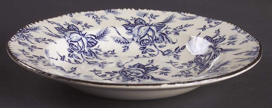Colonial Rose Blue Rim Soup Bowl by Wood & Sons-1