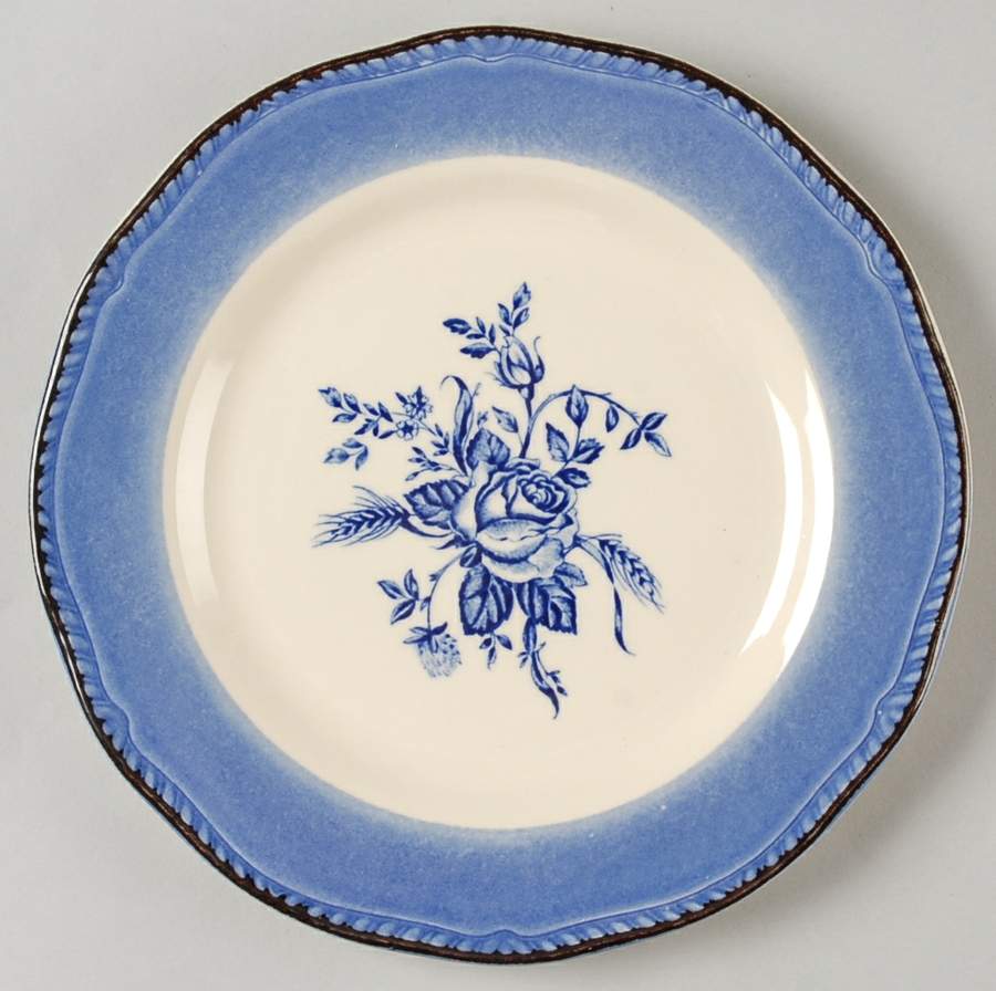 Colonial Rose Blue Accent Salad Plate by Wood & Sons-1