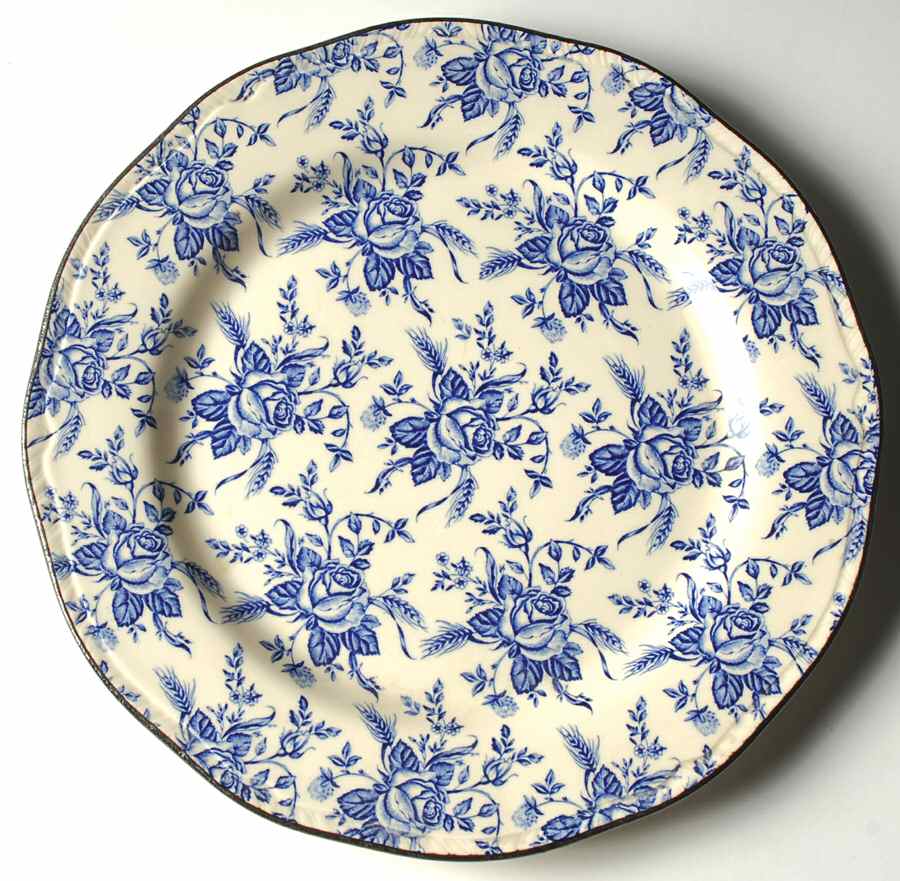 Colonial Rose Blue 12" Chop Plate (Round Platter) by Wood & Sons-1