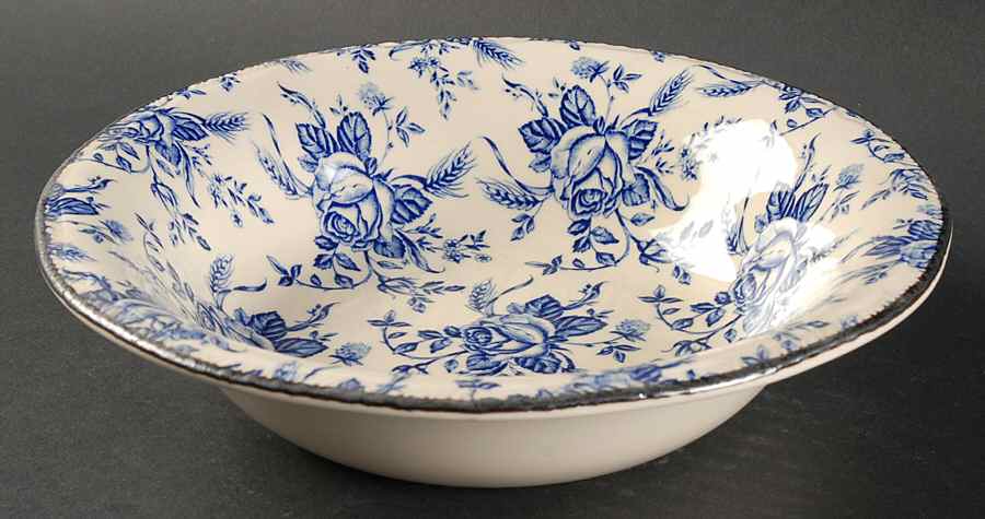 Colonial Rose Blue 9" Round Vegetable Bowl by Wood & Sons-1