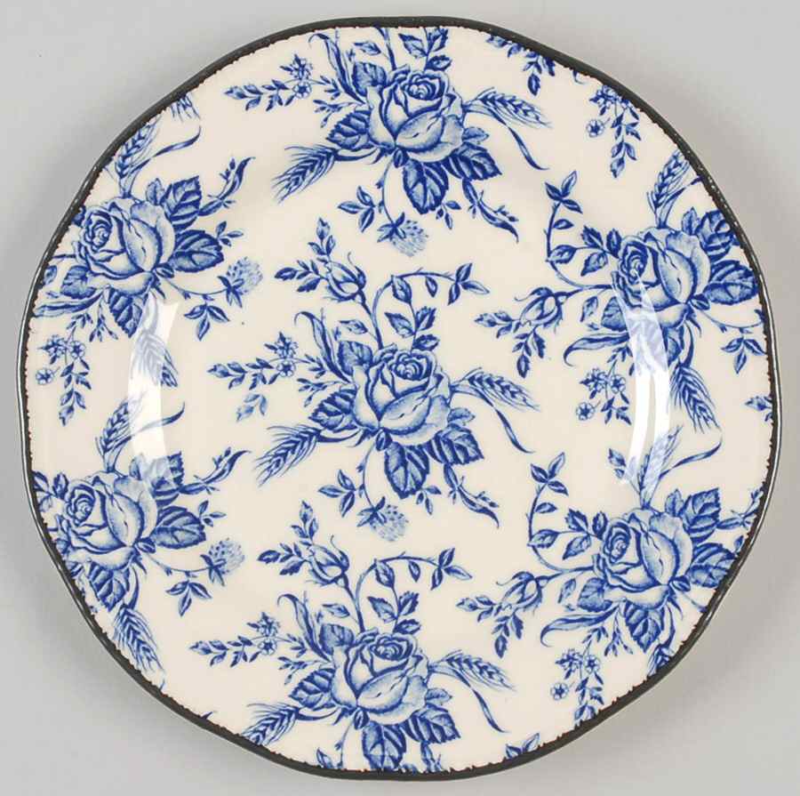 Colonial Rose Blue Salad Plate by Wood & Sons-1