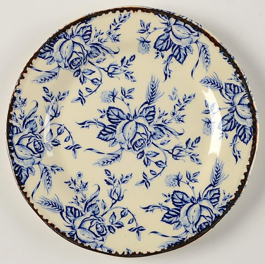 Colonial Rose Blue Bread & Butter Plate by Wood & Sons-1