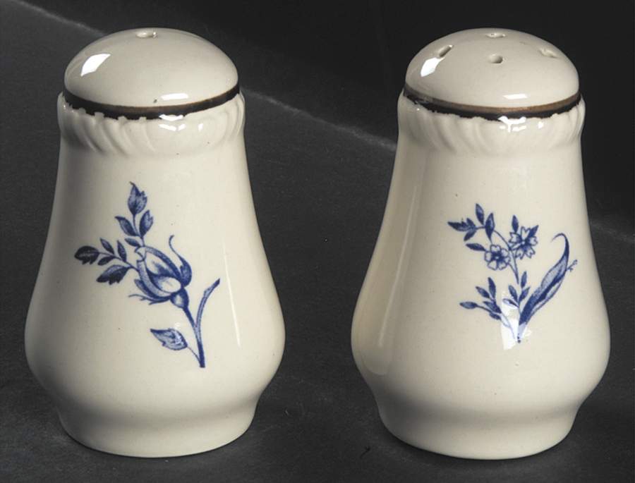 Colonial Rose Blue Salt & Pepper Set by Wood & Sons-1