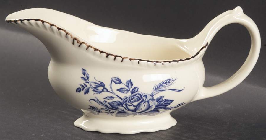 Colonial Rose Blue Gravy Boat by Wood & Sons-1